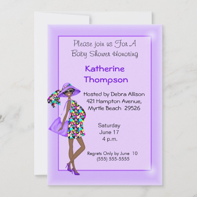 Pregnant African American Mom Baby Shower Invitation (Front)