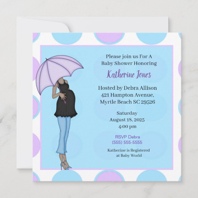 Pregnant African American Mom Shower Invitation (Front)