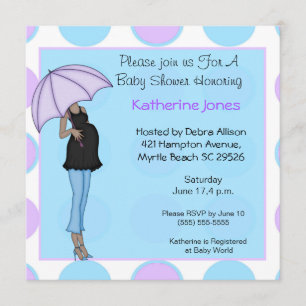 Pregnant African American Mom Shower Invitation