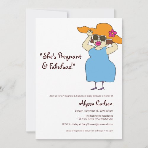 Pregnant  and Fabulous Baby Shower Personalized Invitations
