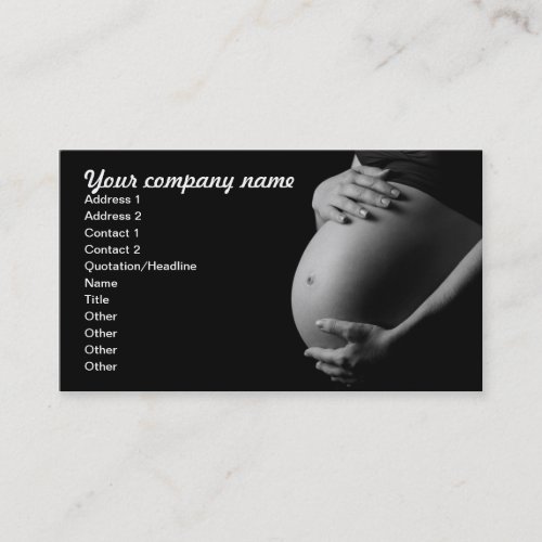 pregnant belly (b&amp;w) business card template