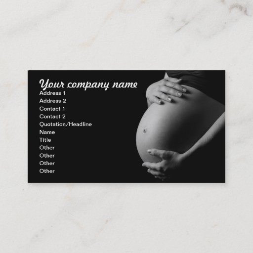 Customizable pregnant belly (b&amp;w) business card template