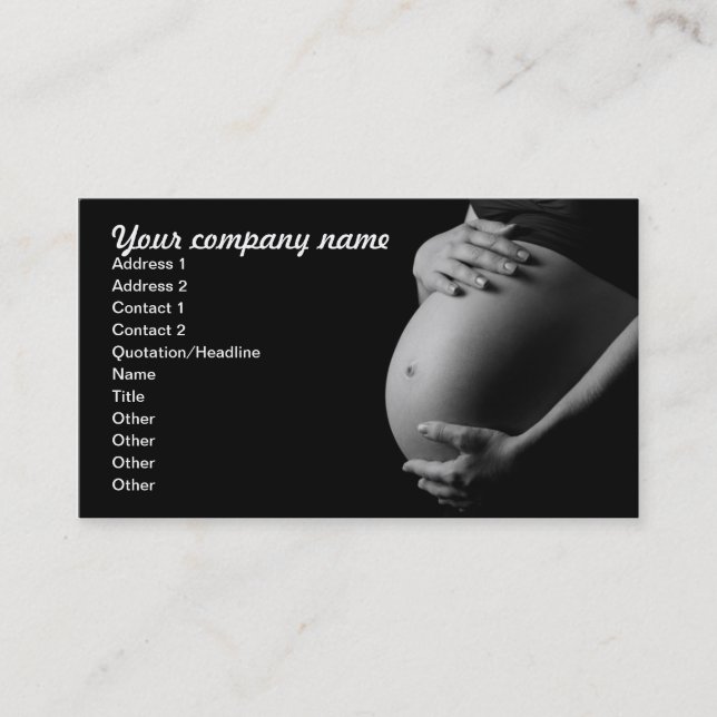 pregnant belly (b&w) business card (Front)