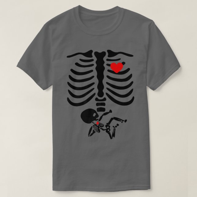 Pregnant Belly Costume Xray Baby Halloween Costume T-Shirt (Design Front)