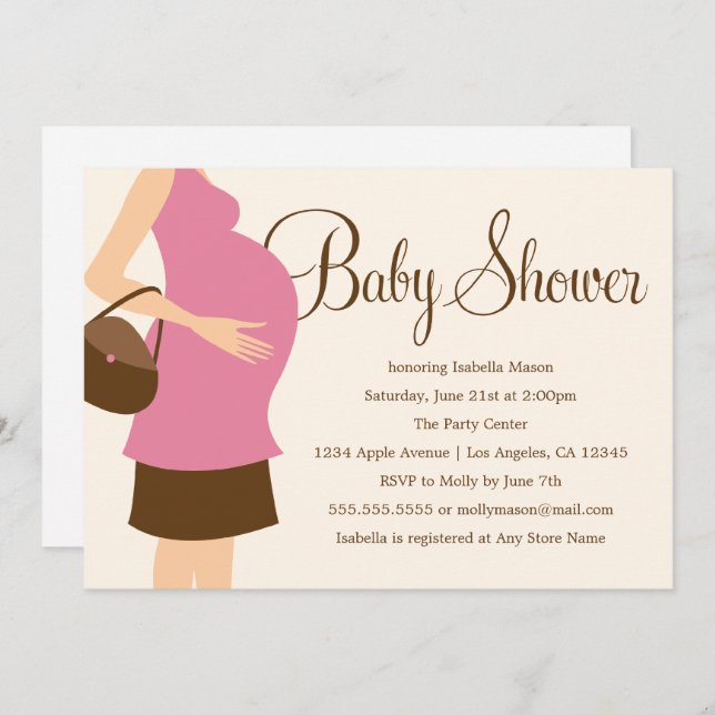Pregnant Belly - Pink | Baby Shower Invite (Front/Back)