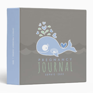 Pregnant Blue Mom Whale Baby Boy Pregnancy Journal Binder