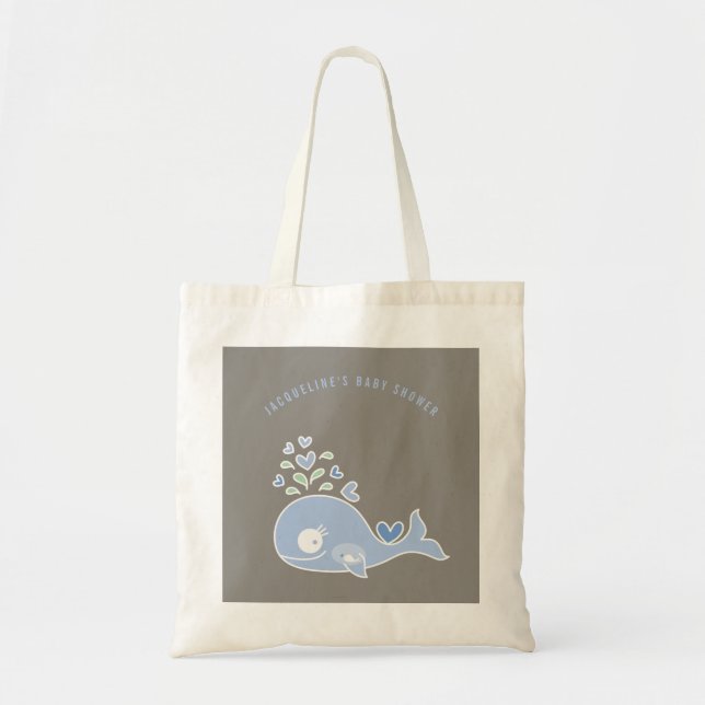 Pregnant Blue Mommy Whale Boy Baby Shower Gift Bag (Front)