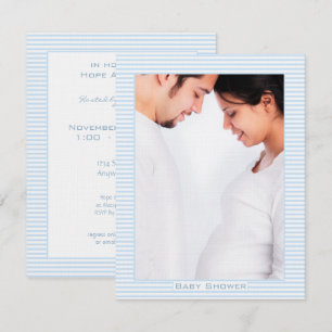Pregnant Couples Photo Baby Boy Shower Invitation