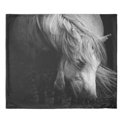 Pregnant Dartmoor Pony Mare portrait Duvet Cover