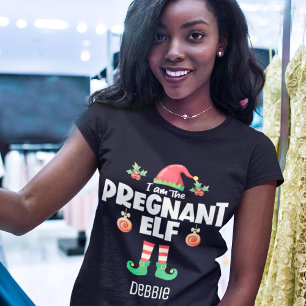 Pregnant elf family matching christmas name fun T-Shirt