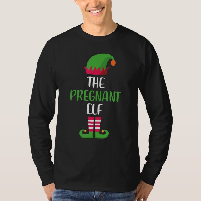 Pregnant Elf Family Matching Group Christmas Pajam T-Shirt (Front)