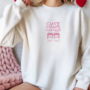 Pregnant First Mothers Day light pink baby shoes  Sweatshirt