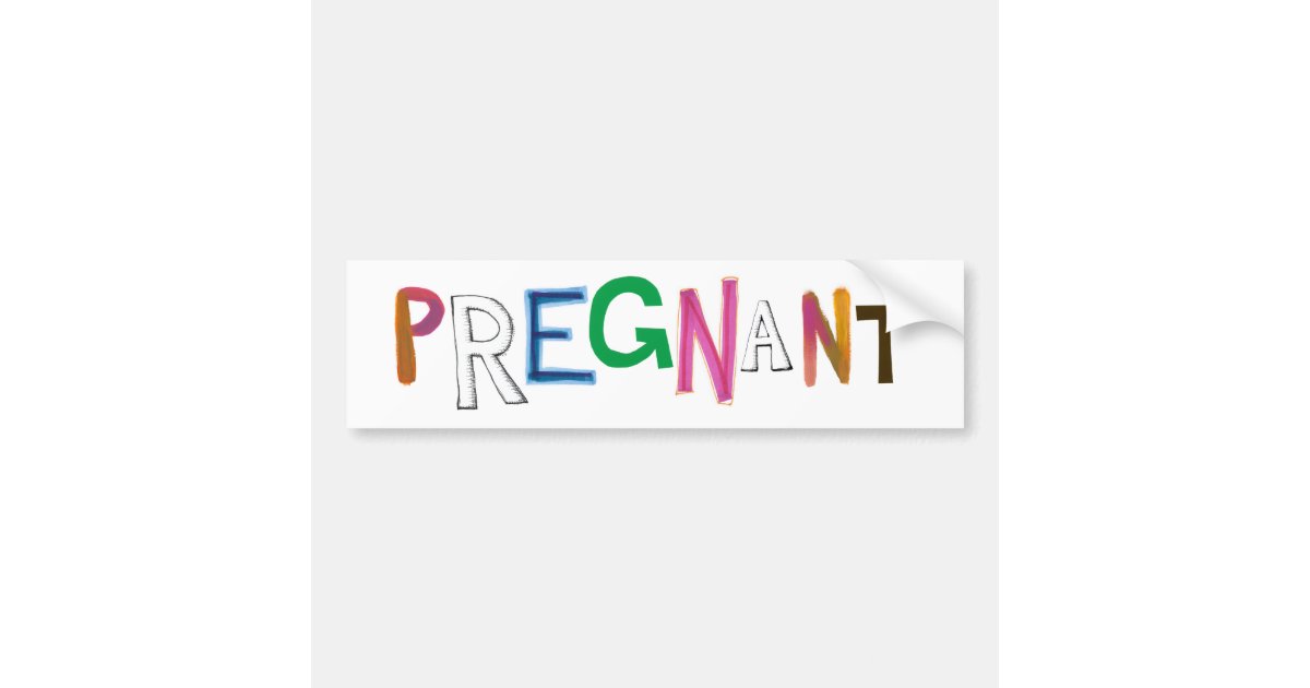 Pregnant fun colorful word art expecting mother bumper sticker | Zazzle.com