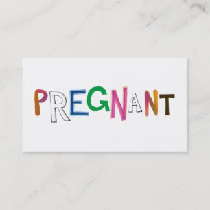 Pregnant fun colorful word art expecting mother business card