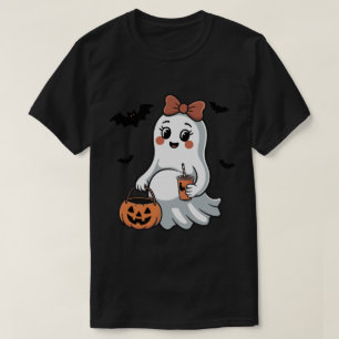Pregnant Ghost Halloween Announcement Maternity T-Shirt