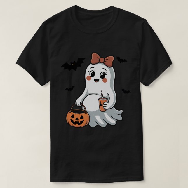 Pregnant Ghost Halloween Announcement | Maternity  T-Shirt (Design Front)