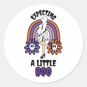 Pregnant Ghost Purple Expecting a little Boo Classic Round Sticker
