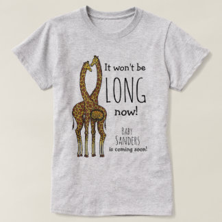 Pregnant Giraffe couple with customizable name T-Shirt