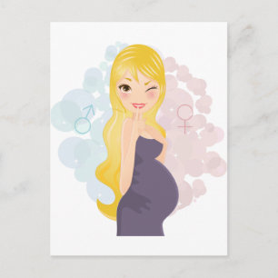 Pregnant girl or boy announcement postcard