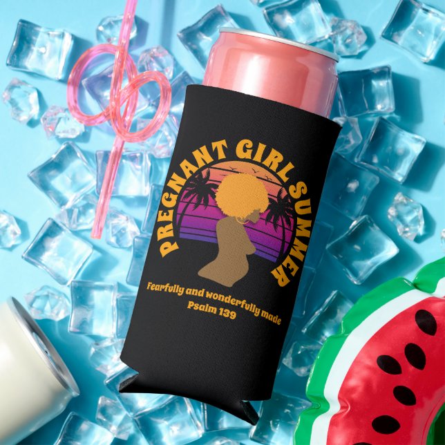 PREGNANT GIRL SUMMER Christian Bible Verse Seltzer Can Cooler (In Situ Summer)