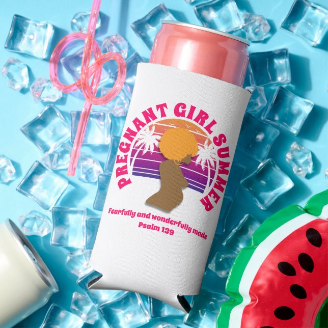 PREGNANT GIRL SUMMER Christian Bible Verse Seltzer Can Cooler (In Situ Summer)