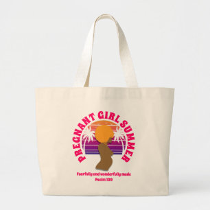PREGNANT GIRL SUMMER Custom Christian Mom To Be Large Tote Bag