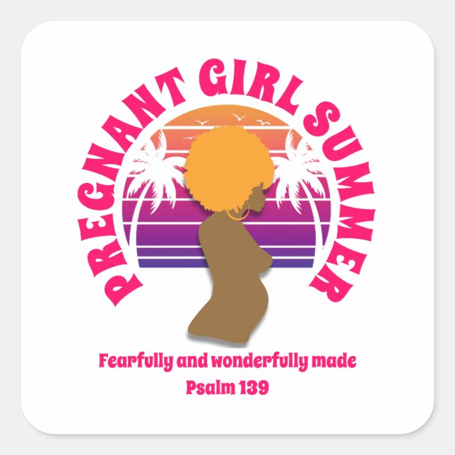 PREGNANT GIRL SUMMER Custom Christian Mom To Be Square Sticker (Front)