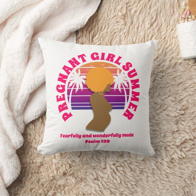 PREGNANT GIRL SUMMER Custom Christian Mom To Be Throw Pillow (Blanket)