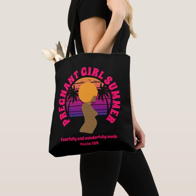 PREGNANT GIRL SUMMER Custom Christian Mom To Be Tote Bag (Close Up)