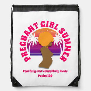PREGNANT GIRL SUMMER Custom Christian Text Drawstring Bag