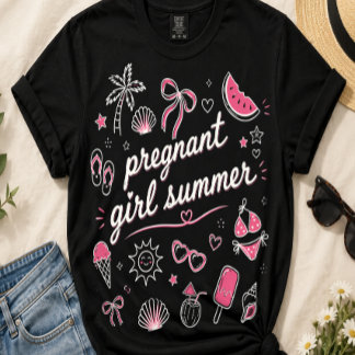 Pregnant Girl Summer Pregnancy Announcement Mom T-Shirt