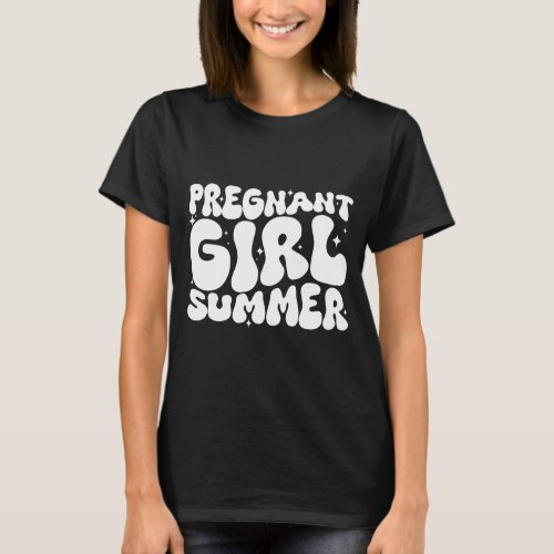 Pregnant Girl Summer Pregnancy Announcement Retro T_Shirt