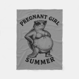 Pregnant Girl Summer Turtle Funny Pregnancy Fleece Blanket