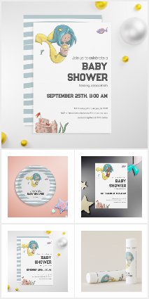 PREGNANT MERMAID BABY SHOWER - 979