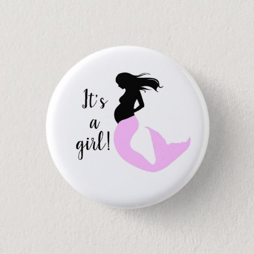 Pregnant mermaid expecting girl badge for mummy button