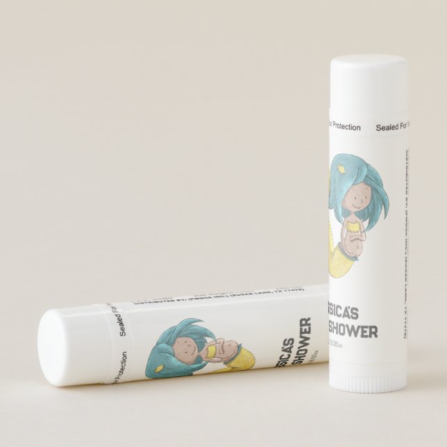 Pregnant Mermaid Gender Neutral Baby Shower Lip Balm (Rotated Right)