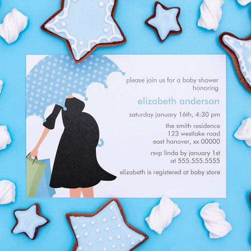 Pregnant Mom Baby Shower blue Invitation