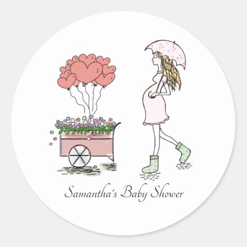 Pregnant Mom Baby Shower  Classic Round Sticker