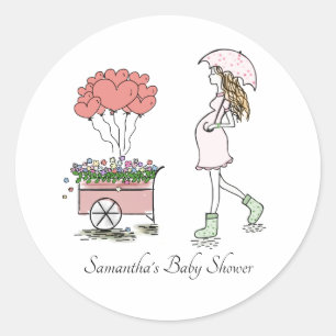 Pregnant Mom Baby Shower  Classic Round Sticker