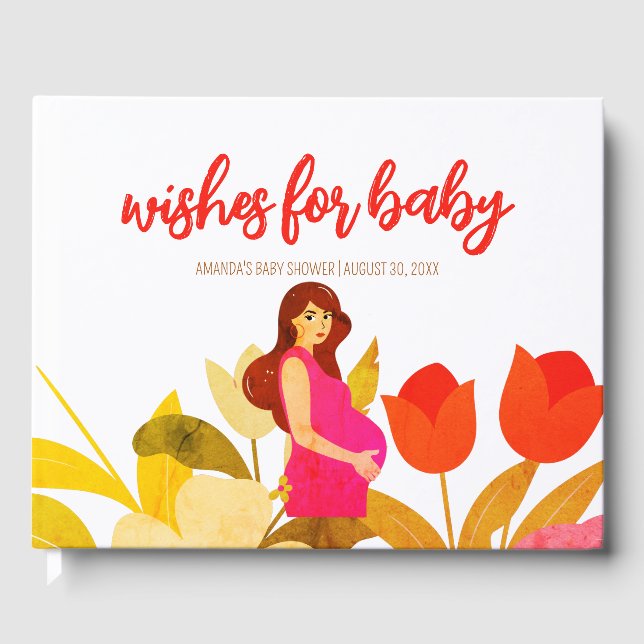 Pregnant Mom Baby Shower Guest Book (Front)