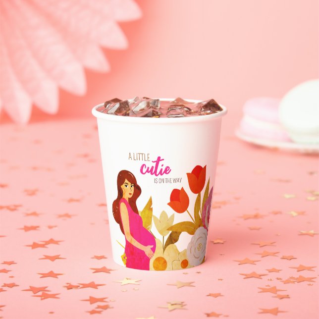 Pregnant Mom Baby Shower Paper Cups (Insitu)