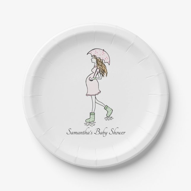 Pregnant Mom Baby Shower  Paper Plates (Front)