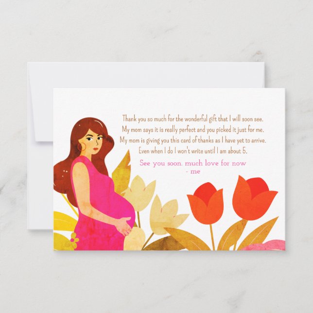 Pregnant Mom Baby Shower Thank You Card (Front)