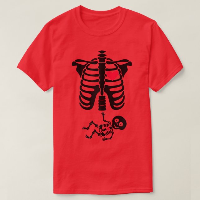 Pregnant Mom Baby Skeletons Heart Funny Pregnancy  T-Shirt (Design Front)