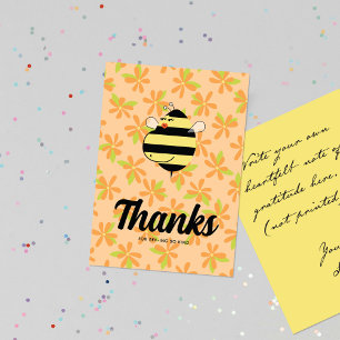Pregnant Mom Bee Orange Floral Thank You Card