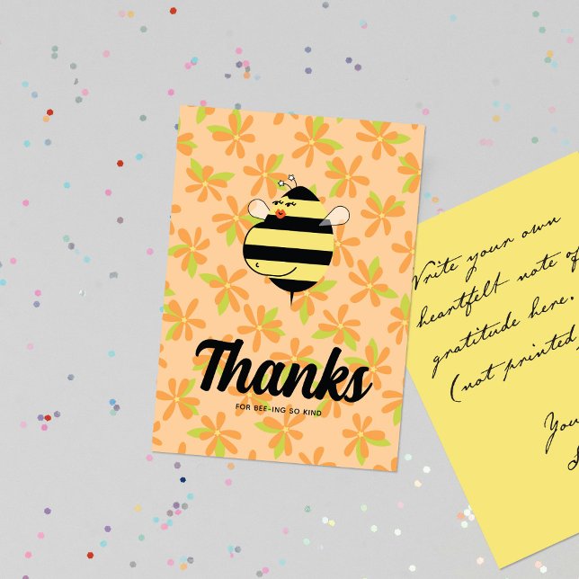 Pregnant Mom Bee Orange Floral Thank You Card (Creator Uploaded)