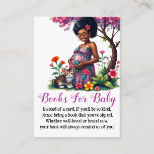 Pregnant Mom Cat Floral Purple Books For Baby Enclosure Card