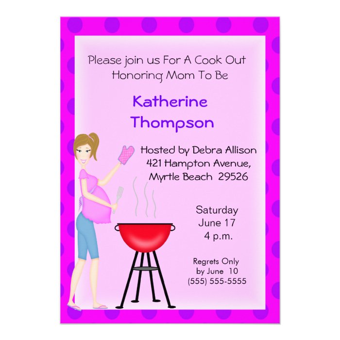 Pregnant Mom Cookout  Invitation