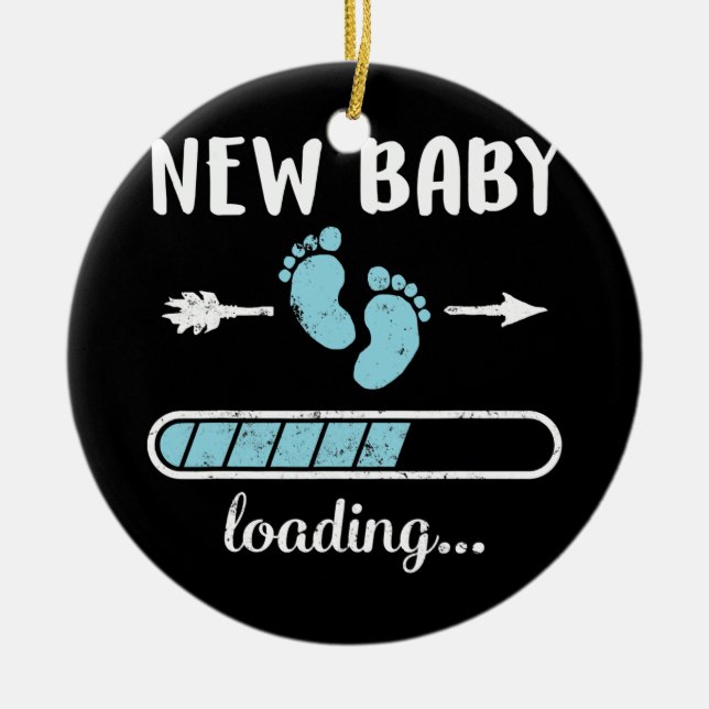 Pregnant Mom New Baby Boy Loading Son New Dad Ceramic Ornament (Front)