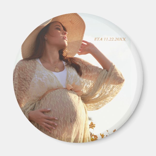 Pregnant Mom Photo ETA Birth Magnet (Front)